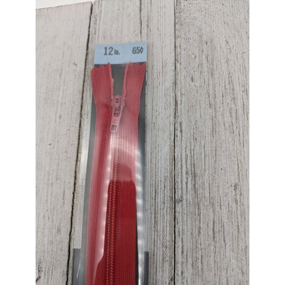 Vintage J&P Coats Flex Knit All Purpose Zipper 12" Red 128 - Picture 2 of 4